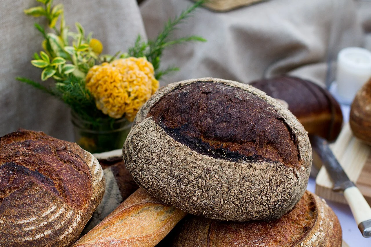 Runde, kräftig gebackene Brote und ein Baguette als illustratives Motiv für die Konzeptstudie