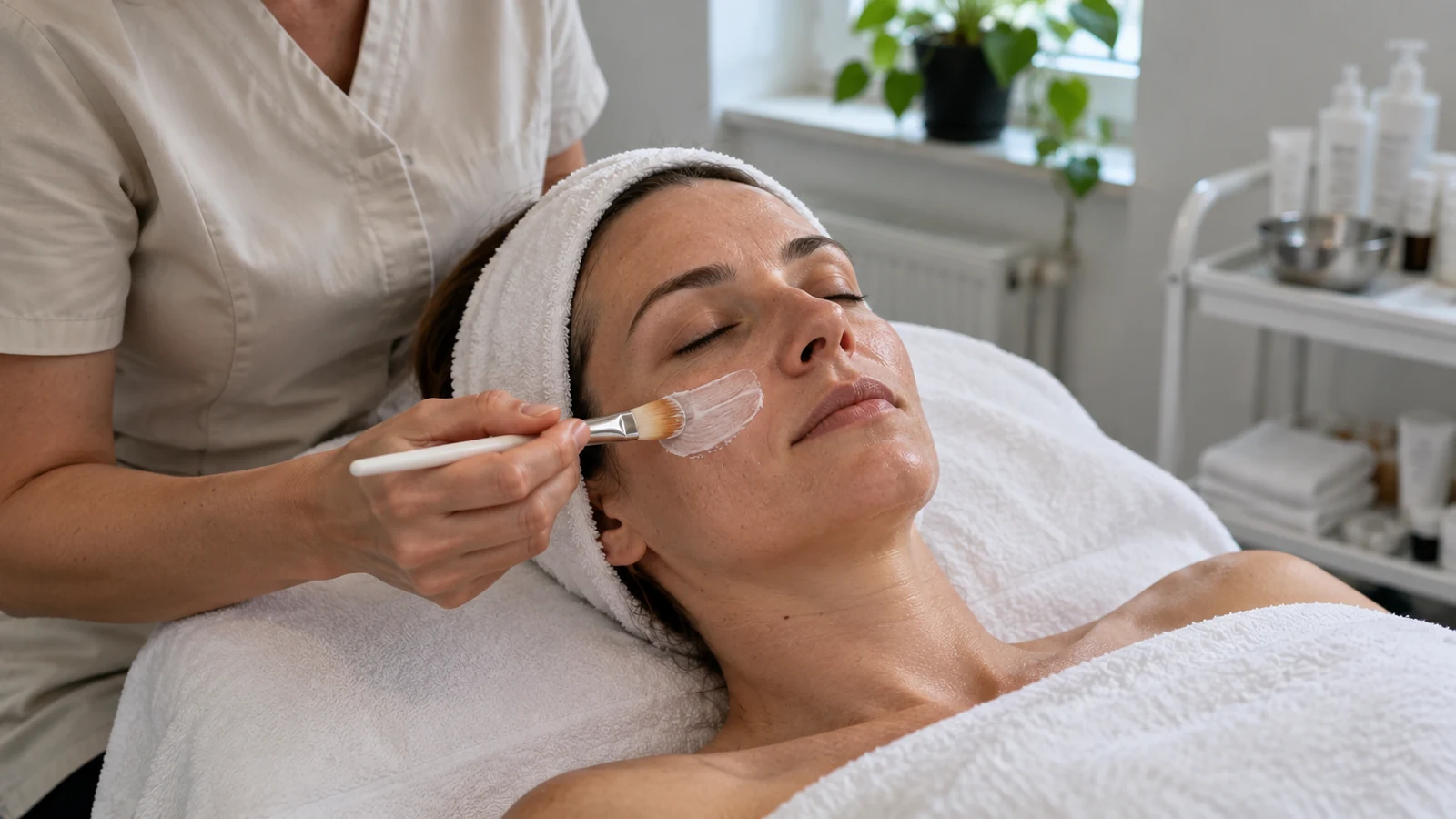 Entspannte Gesichtsbehandlung im Beauty Atelier